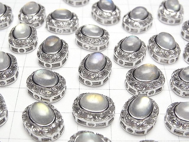 Labradorit AAA- Zargenfassung Oval Durch Typ 13x11mm 1Stk