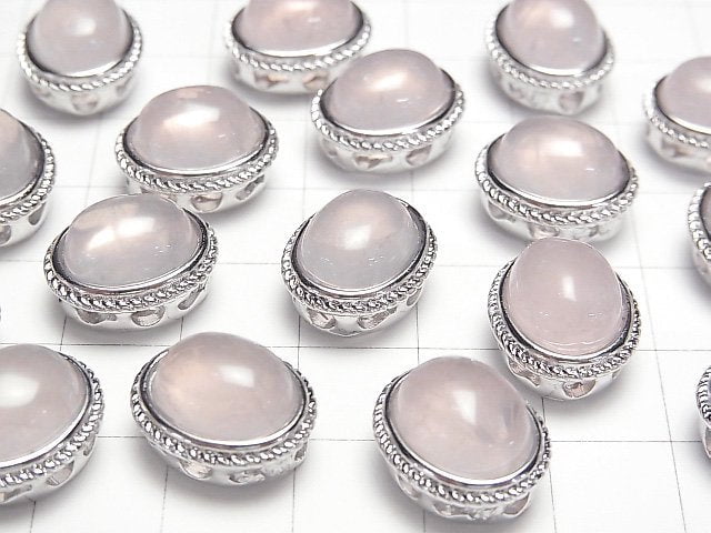 Rosenquarz AAA- Zargenfassung Oval Durch Typ 15x13mm 1Stk