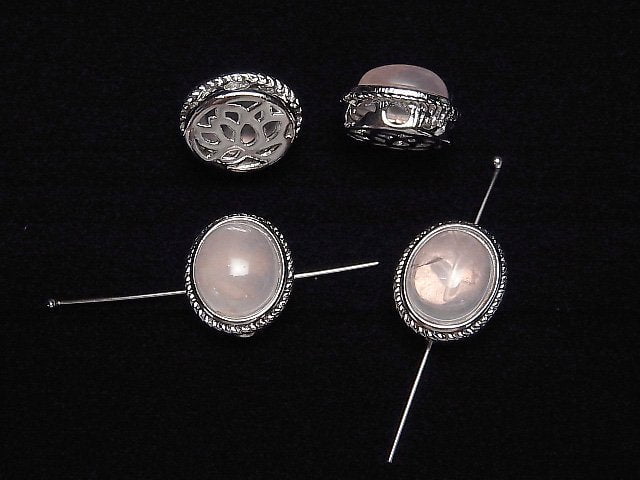 Rosenquarz AAA- Zargenfassung Oval Durch Typ 15x13mm 1Stk