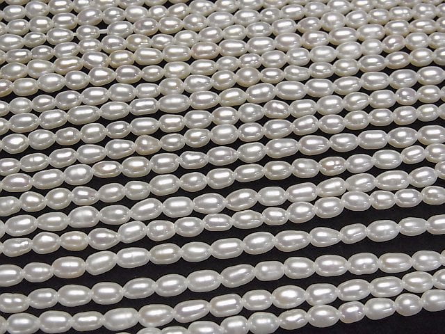 Süßwasserperle AA++ Reis 4.5x3x3mm Weiß 1Strang Perlen (ca. 14inch/34cm)