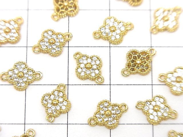 金屬花朵圖案連接零件 7x7x2mm 金色 (鑲嵌鋯石) 5件