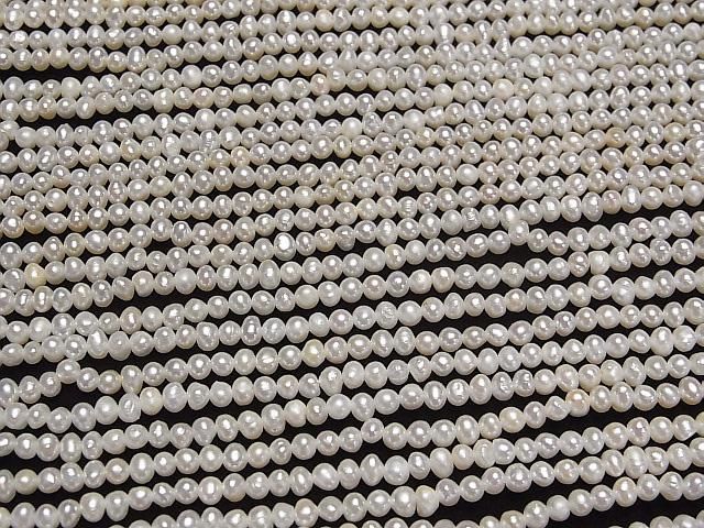 Süßwasserperle AA++ Kartoffel 3mm Weiß 1 Strang Perlen (ca. 14 Zoll/34 cm)