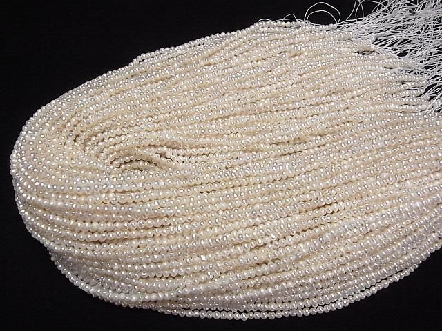 Süßwasserperle AA++ Kartoffel 3mm Weiß 1 Strang Perlen (ca. 14 Zoll/34 cm)