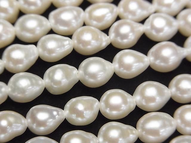 淡水珍珠 AA++ 天然水滴形 7x6x6mm 白色 1串珠子 (約15英吋/37公分)