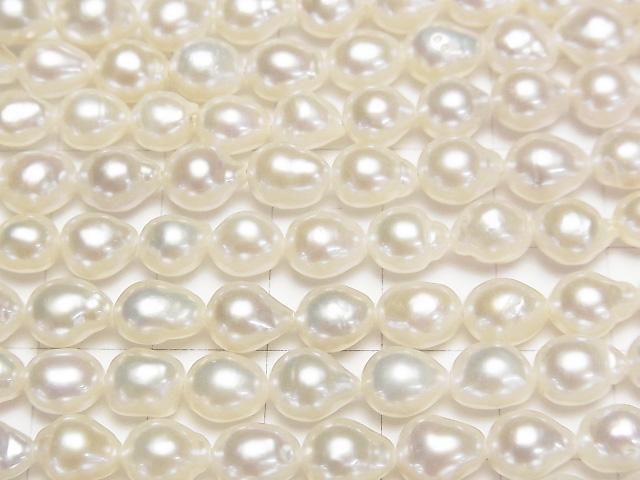 淡水珍珠 AA++ 天然水滴形 7x6x6mm 白色 1串珠子 (約15英吋/37公分)