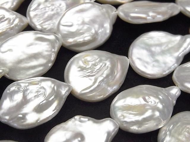 淡水珍珠 AA 橢圓形梨形 18-21毫米 白色 1串珠子 (約15英吋/36公分)