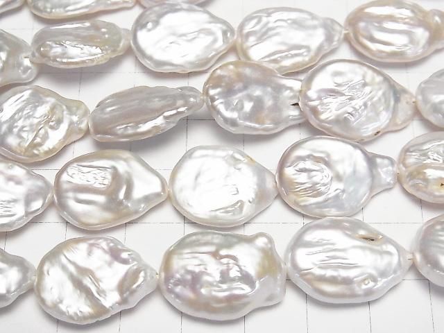 淡水珍珠 AA 橢圓形梨形 18-21毫米 白色 1串珠子 (約15英吋/36公分)