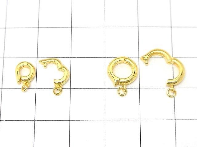 925 純銀跳圈連耳環鉤 (按壓式) 18KGP 1個