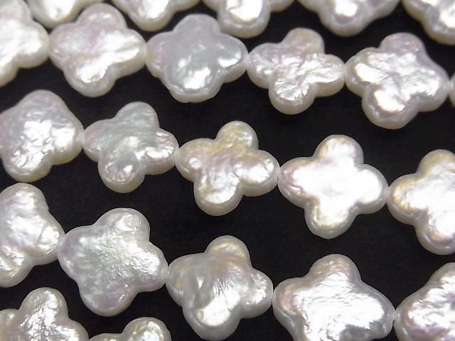 淡水珍珠 AA++ 花朵 10x10x4mm 白色 半串或1串珠(約15英吋/36公分)