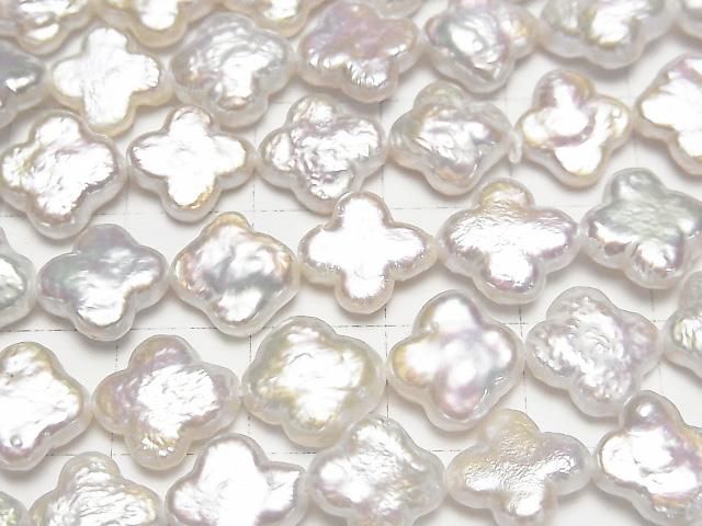 淡水珍珠 AA++ 花朵 10x10x4mm 白色 半串或1串珠(約15英吋/36公分)