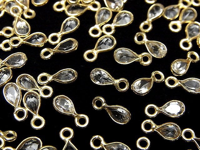 高品質白色拓帕石 AAA 級 - 梨形刻面爪鑲 6x4mm 18KGP 5件