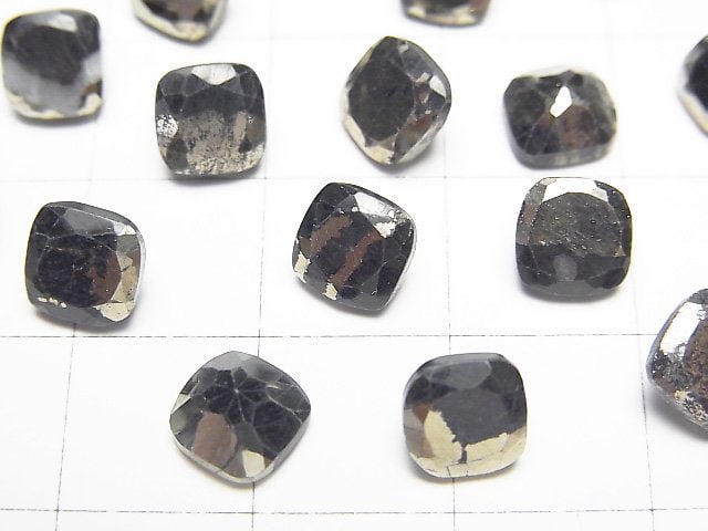 Matrix Pyrite Square Faceted 6x6mm 5pcs