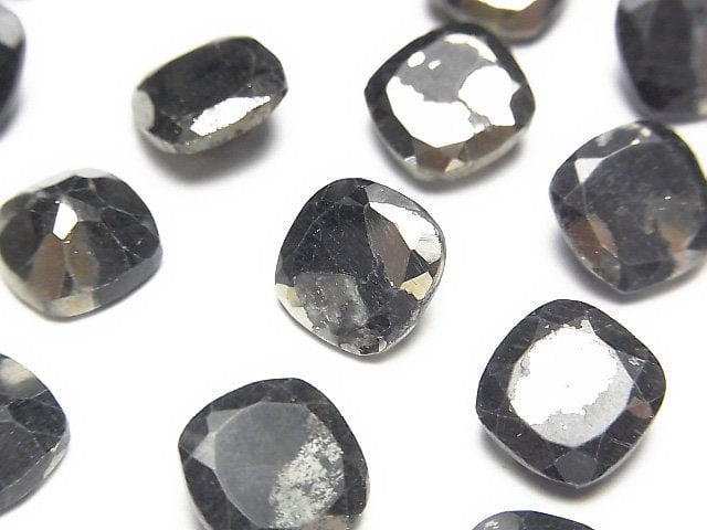 Matrix Pyrite Square Faceted 10x10mm 2pcs