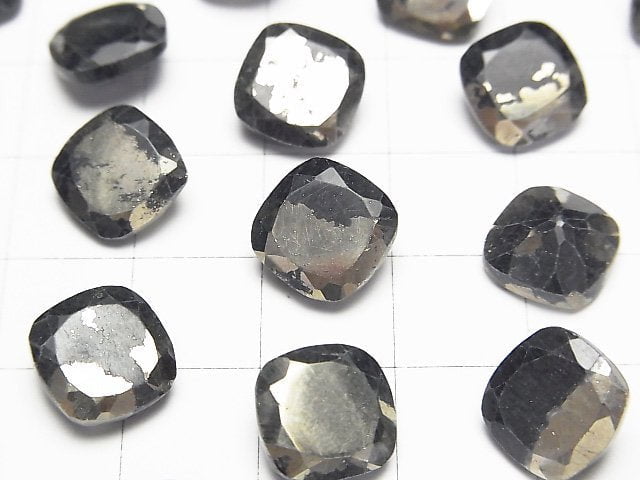 Matrix Pyrite Square Faceted 10x10mm 2pcs
