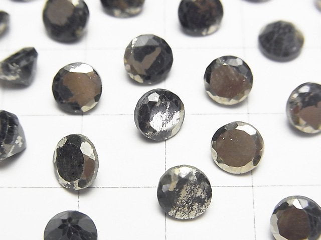 Matrix Pyrite Round Faceted 6x6mm 5pcs