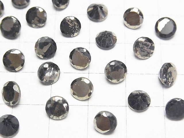 Matrix Pyrit Rund Facettiert 6x6mm 5 Stück