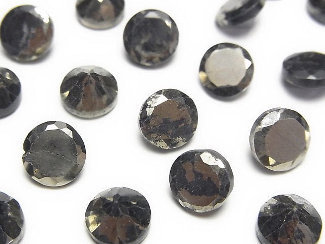 Matrix Pyrite Round Faceted 8x8mm 4pcs