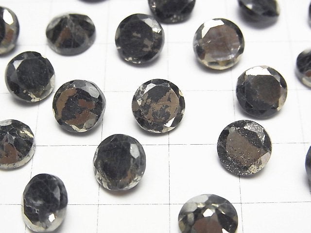Matrix Pyrite Round Faceted 8x8mm 4pcs