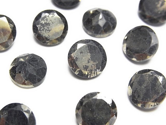 Matrix Pyrite Round Faceted 10x10mm 3pcs