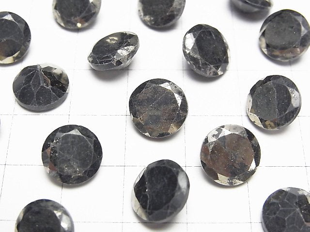 Matrix Pyrite Round Faceted 10x10mm 3pcs
