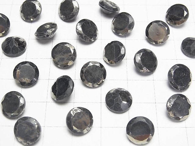 Matrix Pyrit Rund Facettiert 10x10mm 3 Stück