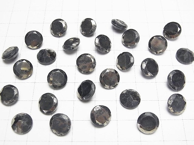Matrix Pyrit Rund Facettiert 10x10mm 3 Stück