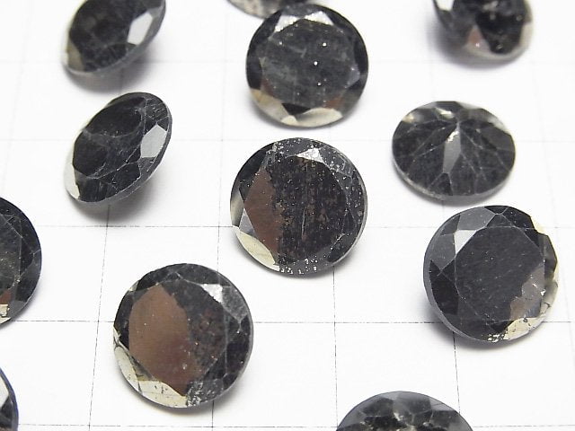 Matrix Pyrite Round Faceted 12x12mm 2pcs