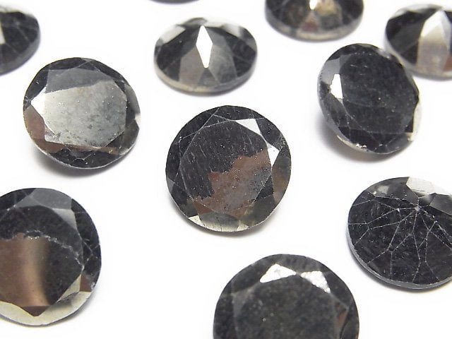 Matrix Pyrite Round Faceted 14x14mm 1pc