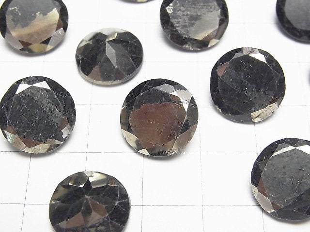 Matrix Pyrite Round Faceted 14x14mm 1pc