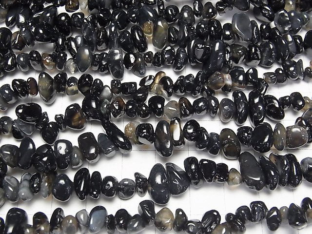 Black-Gray Agate Chips (Small Nugget) 1strand beads (aprx.30inch/76cm)