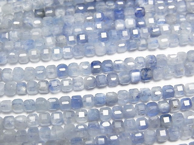 高品質!藍晶石 AA+ 立方體 3x3x3mm 一串珠子 (約15英吋/37公分)