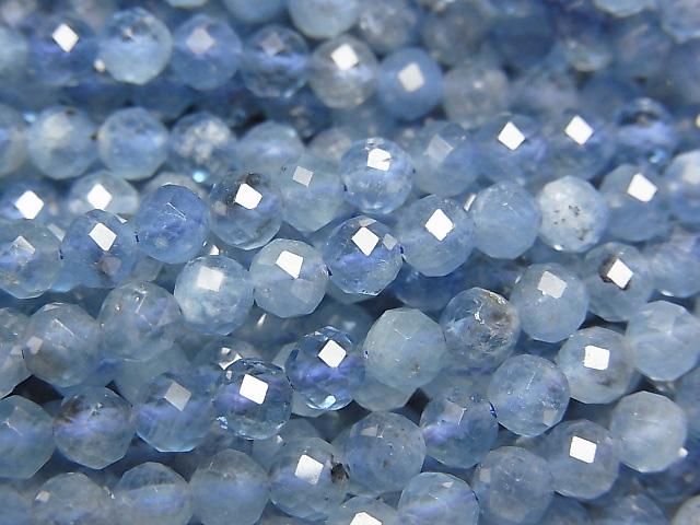 高品質!深海藍海藍寶石 AA++ 刻面圓珠 4mm 半串或一串珠子(約 15 英寸/36 公分)