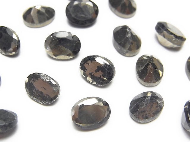 Matrix Pyrite Oval Faceted 8x6mm 5pcs