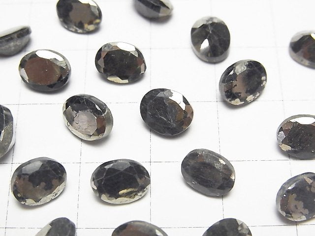 Matrix Pyrite Oval Faceted 8x6mm 5pcs