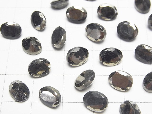 Matrix Pyrit Oval Facettiert 8x6mm 5 Stück