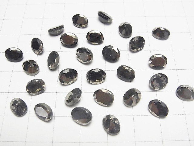 Matrix Pyrit Oval Facettiert 8x6mm 5 Stück