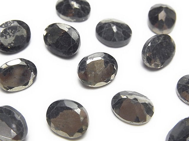 Matrix Pyrite Oval Faceted 10x8mm 4pcs