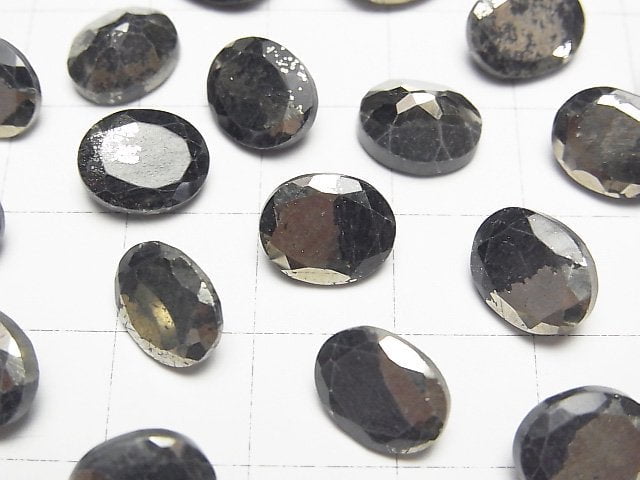 Matrix Pyrite Oval Faceted 10x8mm 4pcs
