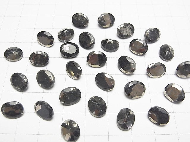 Matrix Pyrit Oval Facettiert 10x8mm 4 Stück