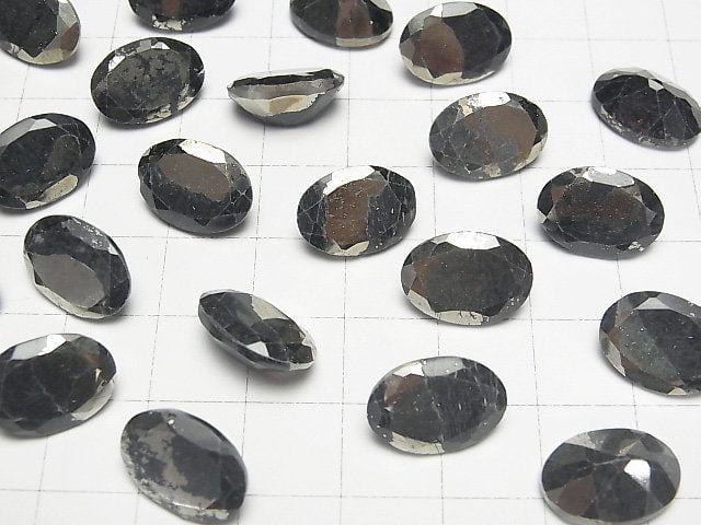Matrix Pyrit Oval Facettiert 14x10mm 2 Stück