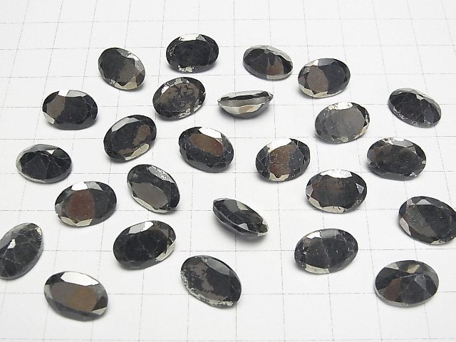 Matrix Pyrit Oval Facettiert 14x10mm 2 Stück