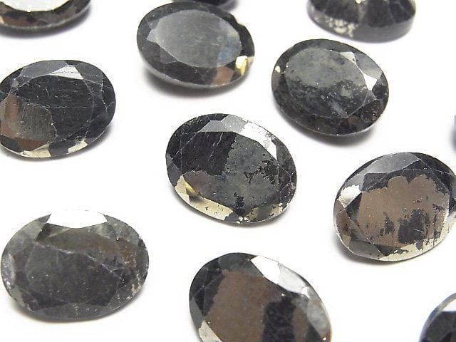 Matrix Pyrite Oval Faceted 16x12mm 1pc