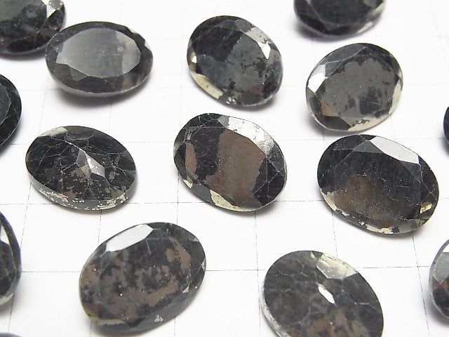 Matrix Pyrite Oval Faceted 16x12mm 1pc
