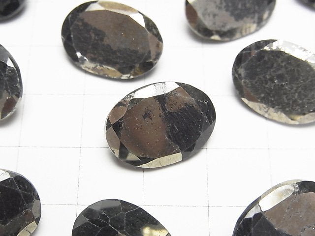 Matrix Pyrite Oval Faceted 18x13mm 1pc