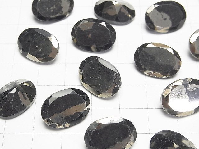 Matrix Pyrit Oval Facettiert 18x13mm 1 Stück