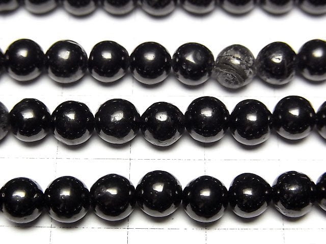 天然煤玉(木化石)圓珠 6mm 1串(約14英吋/35公分)