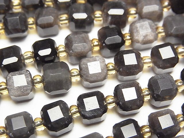 高品質!銀曜石 AAA 方塊形 6.5x6.5x6.5mm 1串珠子 (約14英吋/35公分)