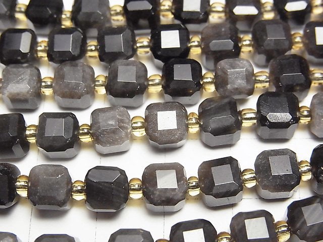 高品質!銀曜石 AAA 方塊形 6.5x6.5x6.5mm 1串珠子 (約14英吋/35公分)