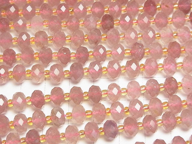 Hochwertig! Rosa Epidot AA++ Facettierte Knopf-Rondelle 8x8x5mm halb oder 1Strang Perlen (ca. 14 Zoll/35 cm)