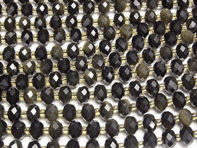 Hochwertig! Goldobsidian AAA Facettierte Knopf-Rondelle 8x8x5mm 1Strang Perlen (ca. 14 Zoll/35 cm)